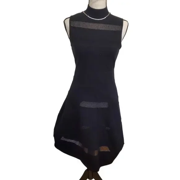 adrianna papell women's knit crepe short dress Embellished Short Sleeve Crepe Midi Sheath Dress In Black Ivory main image 0